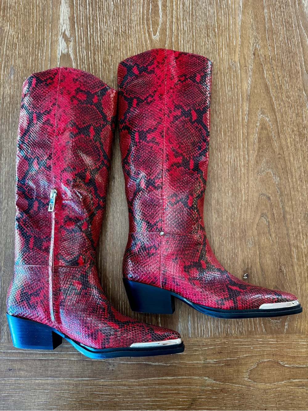 NEW Franco Sarto red+black snake Billie western boots 8 - Picture 6 of 13